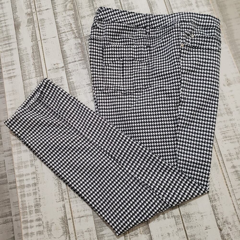 Tripp Nyc Jeans Womens 20 Black White Houndstooth Daang Goodman Pant Goth Punk